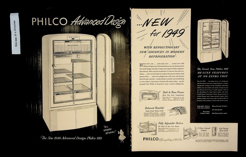 1949 Philco Advanced Design Refrigerator Vintage Print Ads 9360