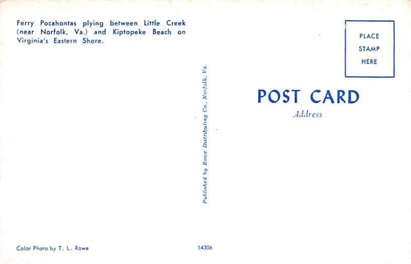 Ferry Pocahontas Ferry Boats Ship Unused 