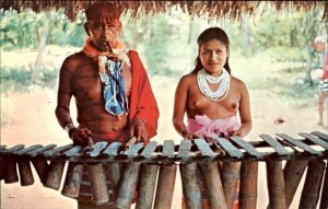 Santo Domingo Ecuador Colorado Natives Marimba Nude 1950-60s Vintage Postcard