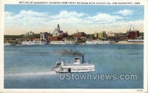 Skyline of Davenport, Ferry Boat - Iowa IA  