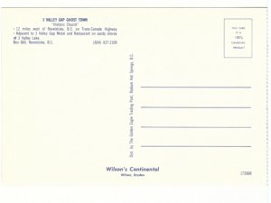 Historic Church, Three Valley Gap Ghost Town, BC, Canada, Chrome Postcard