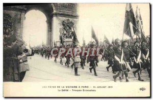 Postcard The Old Paris Fetes De La Victoire July 14, 1919 The parade ecossais...