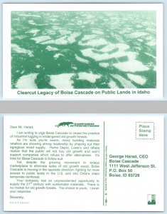 Rainforest Action Network BOISE CASCADE CLEAR CUTTING in IDAHO ~3¾x6¼ Postcard