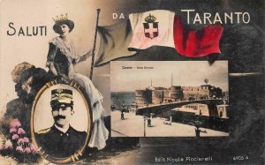 RPPC SALUTI DA TARANTO ITALY ROYALTY STUDIO REAL PHOTO POSTCARD (c. 1910)