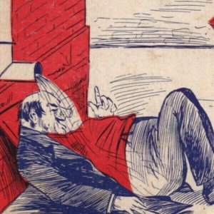 Drunk under Drain Gutter Comic Humor Drinking 1900s Vintage Postcard 