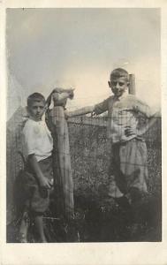 Vintage Real Photo PC; Short Pants  Boys & their Tabby & ...