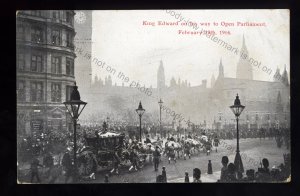 ROY261 - King Edward VII - On his way to Parliament 19/02/1906 - postcard
