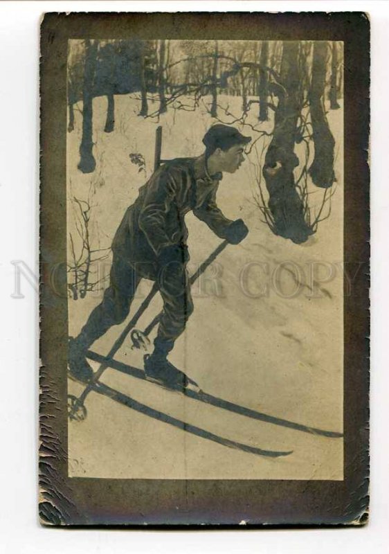 3025064 SKIING Biathlon Vintage real photo PC