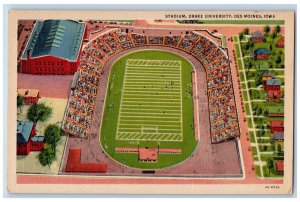 c1940's Aerial View Foot Ball Stadium Drake University Des Moines Iowa Postcard