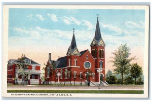 Devils Lake North Dakota ND Postcard St. Joseph's Catholic Church c1920 Vintage