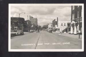 RPPC ABILENE KANSAS DOWNTOWN STREET SCENE OLD CARS VINTAGE REAL PHOTO POSTCARD