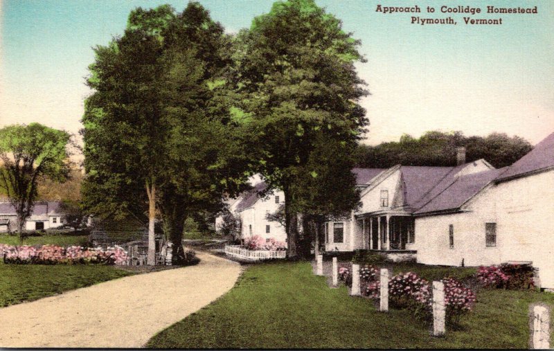 Vermont Plymouth Approach To Coolidge Homestead Handcolored Albertype