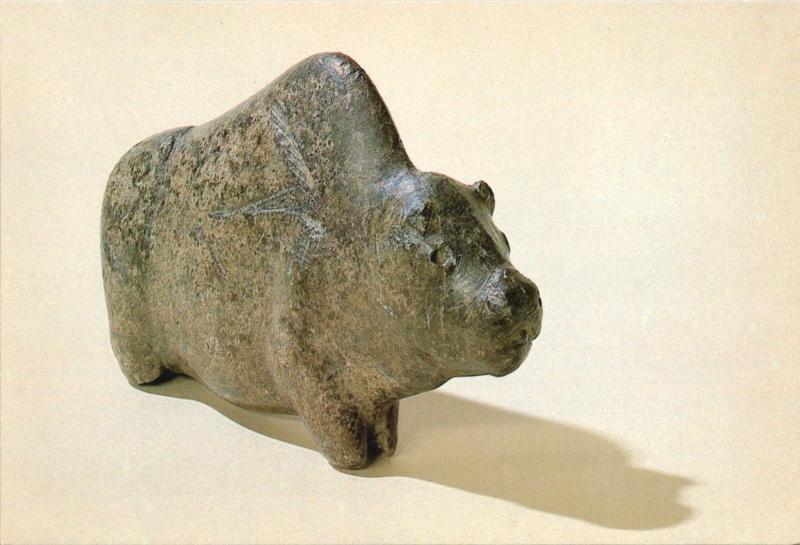 Buffalo Stone Effigy Glenbow Museum Calgary Alberta AB Sculpture Postcard D40