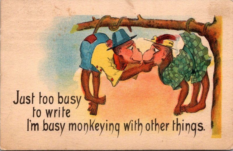 Monkeys In Tree Just Too Busy To Write 1909