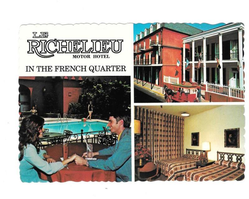 LA New Orleans Le Richelieu Motor Hotel Motel Postcard 4X6