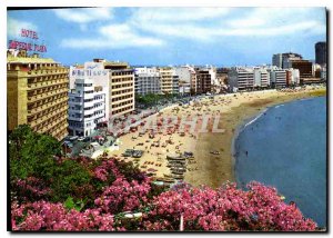 Postcard Modern Las Palmas general view of Canteras Beach and hotel facilities