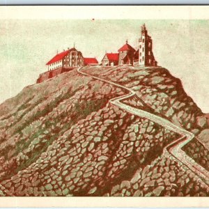 c1910s Czech Republic Poland Karkonosze Mountains Sniezka Peak Postcard Art 1G