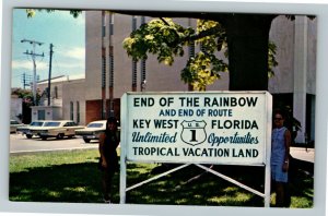 Key West FL- Florida, Welcome Sign, Chrome Postcard