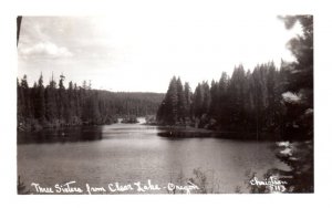 Three Sisters from Clear Lake Oregon Black and White RPPC Postcard