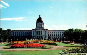 Legislative Building in Regina Saskatchewan Flower Bed c1940s? Vintage Postcard