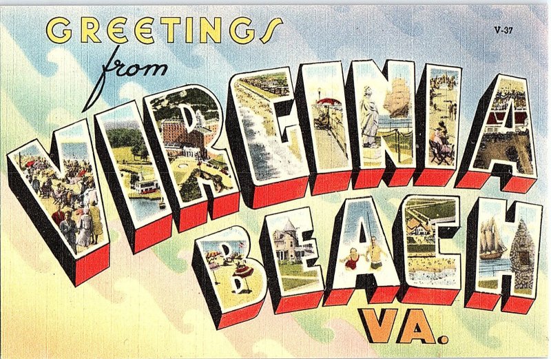 Postcard BIG LETTERS SCENE Virginia Beach Virginia VA AI0472