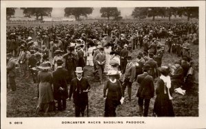 Doncaster So Yorkshire Horse Race Saddling Paddock Real Photo Vintage Postcard