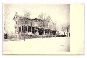 Old Two Story Residence Home Winter Scene Postcard Unknown Location