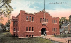 Concord, NH New Hampshire   ARMORY  Kids On Steps  ca1910's Vintage Postcard