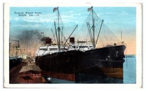 1922 Typical Wharf Scene, Mobile, AL Postcard w/ Interesting Cancellation