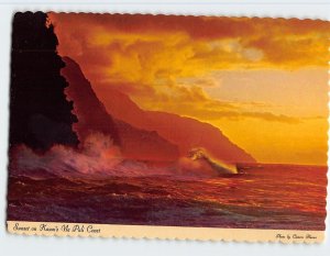 Postcard Sunset On Kauai's Na Pali Coast, Hawaii