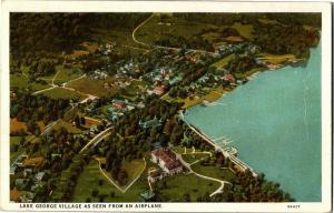 Aerial View of Lake George Village NY Vintage Postcard Q24