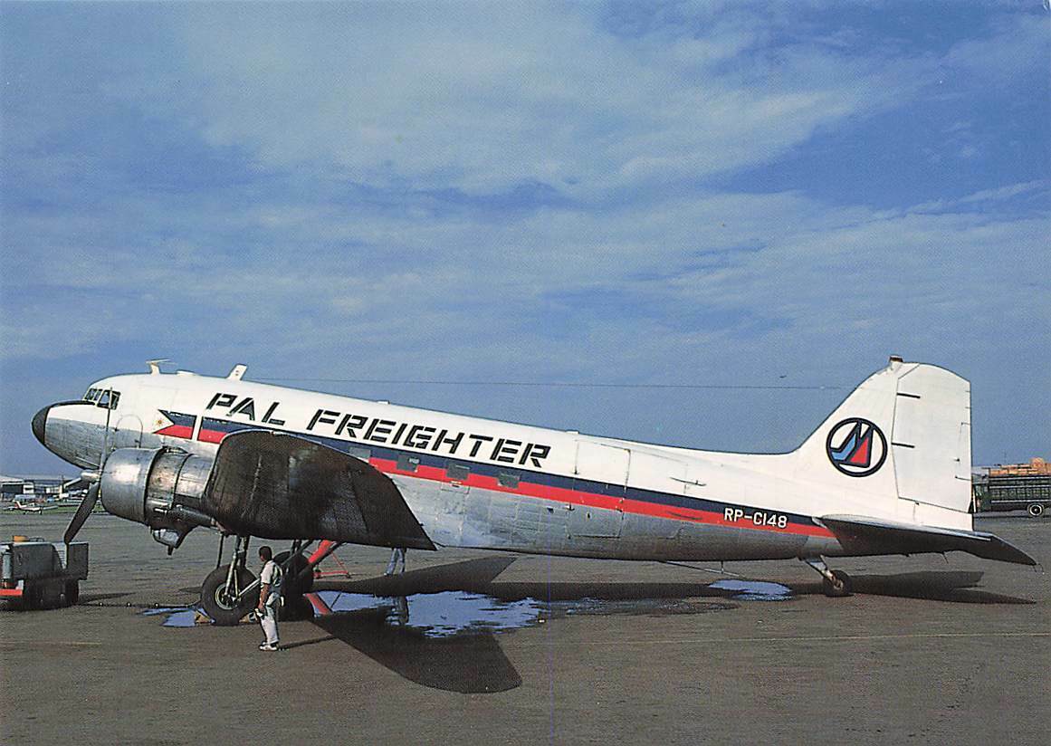 Vintage Aircraft Postcard PAL Freighter Douglas DC3 RPC148 at Manila