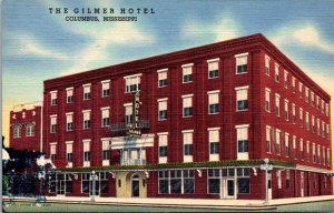 Linen Postcard The Gilmer Hotel in Columbus, Mississippi