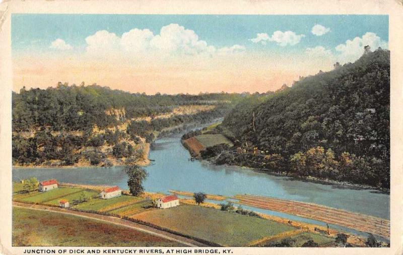 High Bridge Kentucky Dick and Kentucky Rivers Birds Eye View Postcard J59207