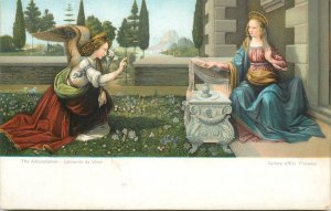 Fine art postcard painting Florence The annunciation Leonardo da Vinci