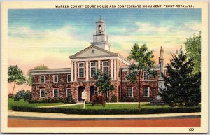 Front Royal Virginia, Warren County Court House, Confederate Monument, Postcard