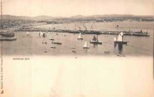 DOUGLAS BAY ISLE OF MAN UK  SHIPS POSTCARD (c. 1900)