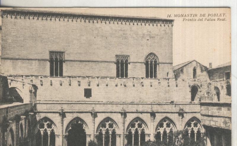 Postal B/N 0189 : Monastir de Poblet: Frentis del Palau Real