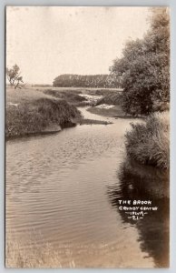 Grundy Center IA RPPC Iowa The Brook Beautiful Flowing Water Photo Postcard V28