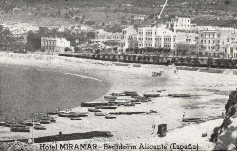 spain, BENIDORM ALICANTE, Beach Scene, Hotel Miramar (1950s)