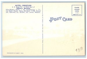 Baltimore Maryland Postcard Motel Christlen Pulaski Highway Field c1940 Vintage