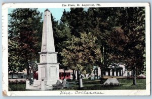 St. Augustine Florida Postcard Plaza Exterior Monument Park 1921 Vintage Antique