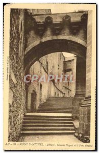 Old Postcard Mont Saint Michel abbey Degrees Great Bridge and strengthens