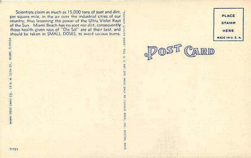 FL, Miami Beach, Florida, Beach Scene, Tichnor No. 71721