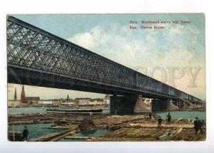 233037 LATVIA RIGA Railways bridge Vintage Granberg postcard