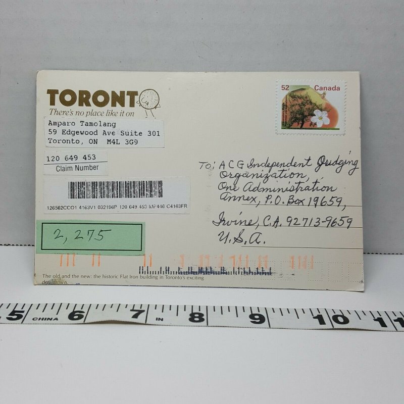 Flat Iron Building Toronto Ontario Canada Vintage Postcard