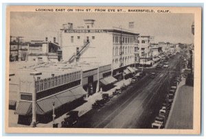 c1940's Looking East On 19th Street Eye St. Bakersfield California CA Postcard