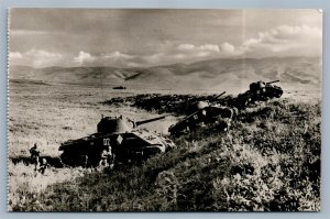 WWII FRENCH TANKS ATTACK VINTAGE REAL PHOTO POSTCARD RPPC