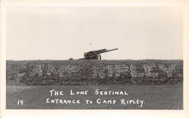 B21/ Camp Ripley Minnesota Mn Real Photo RPPC Postcard c1930s Lone Sentinal Gun3