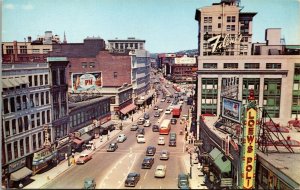 Vtg Worcester Massachusetts VA Main Street View Old Cars 1950s Postcard